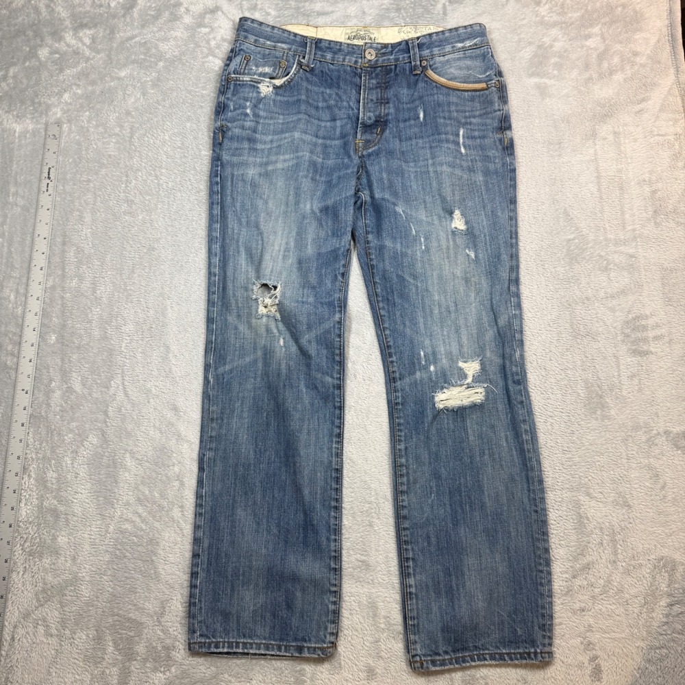 Aeropostale Essex Straight Leg Jeans Mens 34/32 (Fit 35x30) Faded Distressed Y2K